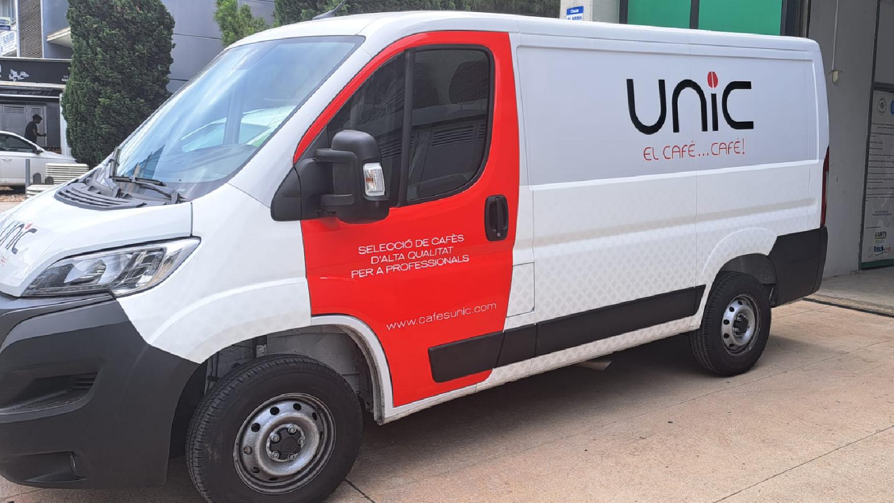 Cafés Únic retolació furgoneta distribució alimentació